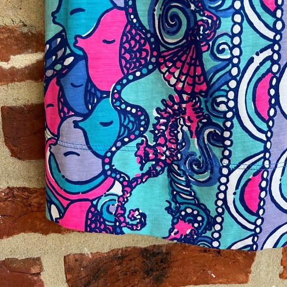 Lilly Pulitzer Pima Cotton Linden Dress "Sea Jewels" 3/4 Sleeves, Blue/Pink, S - Picture 5 of 7